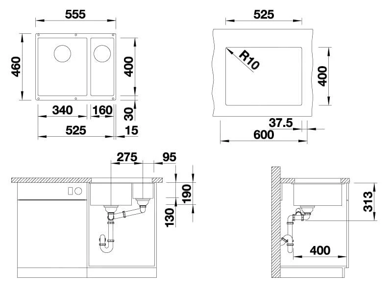 Blanco Subline 340/160 - Fregadero De Silgranite, 555x460 Mm, Seno Del Fregadero A La Derecha, Antracita 523558 4 Blanco Subline 340/160 - Fregadero De Silgranite, 555x460 Mm, Seno Del Fregadero A La Derecha, Antracita 523558 - Imagen 2