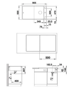 Blanco Axia III 5 - Fregadero De Silgranite, 905x500 Mm, Con Accesorios, InFino, Aluminium 523227 -Blanco c9c8f1ea456624c4e9f25789