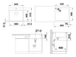 Blanco Subline 500 - Fregadero Silgranite, 543x510 Mm, SteelFrame, InFino, Blanco 524114 -Blanco cc017a5279998483133d68ce