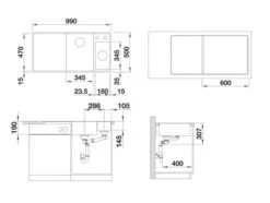 Blanco Axia III 6 - Fregadero De Silgranite, 990x500 Mm, Con Control De Desagüe Y Accesorios, InFino, Antracita 524669 -Blanco cc3170a7bf102541b1b097f7