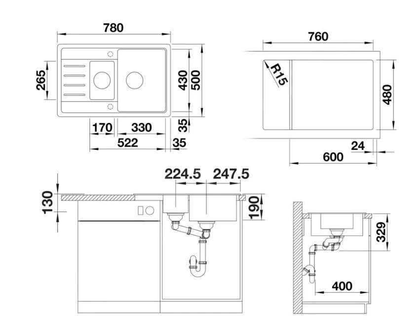 Blanco Legra 6 - Fregadero Silgranite,780x500 Mm, Blanco 521304 4 Blanco Legra 6 - Fregadero Silgranite,780x500 Mm, Blanco 521304 - Imagen 2