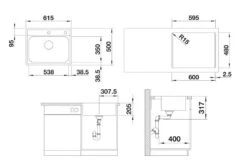 Blanco Lemis 6 - Fregadero, 615x500 Mm, Con Control De Desagüe, Acero Inoxidable Cepillado 525109 -Blanco d75a696879273dd1eed2ba66