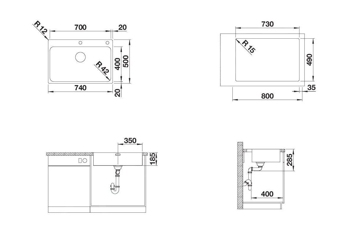 Blanco Solis 700 - Fregadero, 740x500 Mm, Con Control Excéntrico PushControl, Acero Inoxidable Cepillado 526127 4 Blanco Solis 700 - Fregadero, 740x500 Mm, Con Control Excéntrico PushControl, Acero Inoxidable Cepillado 526127 - Imagen 2
