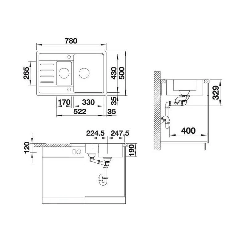 Blanco Legra 6 - Fregadero De Silgranite, 780x500 Mm, Compact, Alumunio 521303 4 Blanco Legra 6 - Fregadero De Silgranite, 780x500 Mm, Compact, Alumunio 521303 - Imagen 2
