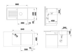 Blanco Zia 5 - Fregadero De Silgranite, 860x500 Mm, Blanco Suave 527204 -Blanco e4ca68937d3c43ae5ec7ae3d