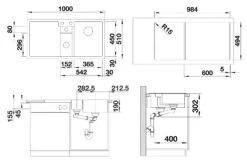 Blanco Collectis 6 - Fregadero De Silgranite, 1000x510 Mm, Con Control De Desagüe Y Con Accesorios, Blanco 523348 -Blanco e5889afa740c80c4622e9734