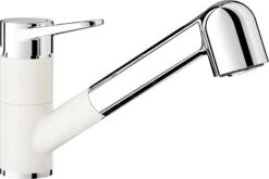 Blanco Wega S - Grifo De Fregadero Con Ducha Extraíble, Blanco/cromo 526421