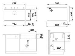 Blanco Etagon 8 - Fregadero De Silgranite, 780x510 Mm, Con Correderas, InFino, Antracita 525177 -Blanco f08f755bffe8e6c37ff8e643