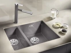 Blanco Subline 340/160 - Fregadero De Silgranite, 555x460 Mm, Seno Del Fregadero A La Derecha, Roca Gris 523559 -Blanco f126dec48520403ad73bebe6