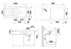 Blanco Dinas 6 - Fregadero, 1000x500 Mm, Con Control De Desagüe, Acero Inoxidable Cepillado 523379 -Blanco f3c42aa8fd348d3b1c98d80c