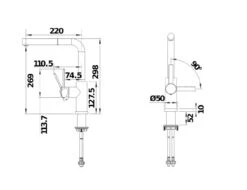 Blanco Lanora S-F - Grifo De Fregadero Con Salida Extraíble, Plegable Bajo Ventana, Acero Inoxidable Cepillado 526180 -Blanco f4219aa323943a887c8031b1