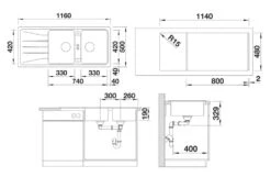 Blanco Sona 8 - Fregadero Silgranite 1160x500 Mm, Aluminio 519700 -Blanco f549bfe7b08419f542f5587c