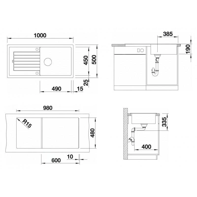 Blanco Zia XL 6 - Fregadero De Silgranite, 1000x500 Mm, Con Control De Desagüe, Negro 526023 4 Blanco Zia XL 6 - Fregadero De Silgranite, 1000x500 Mm, Con Control De Desagüe, Negro 526023 - Imagen 2