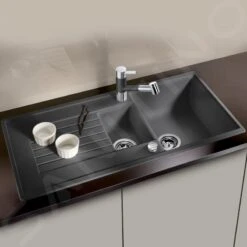 Blanco Zia 6 - Fregadero De Silgranite, 1000x500 Mm, Con Control De Desagüe, Antracita 514740 -Blanco fabb2a84434d5bba13ce1f8d