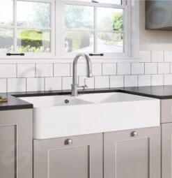 Blanco Villae Farmhouse - Fregadero Cerámico, 795x460 Mm, Blanco Brillante 525163 -Blanco fc942fce4f70638d66358b3a