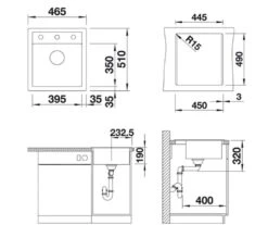 Blanco Dalago 45 - Fregadero De Silgranite, 465x510 Mm, Con Control De Desagüe, Café 517165 -Blanco ff91ffa586aafe35015e70c4